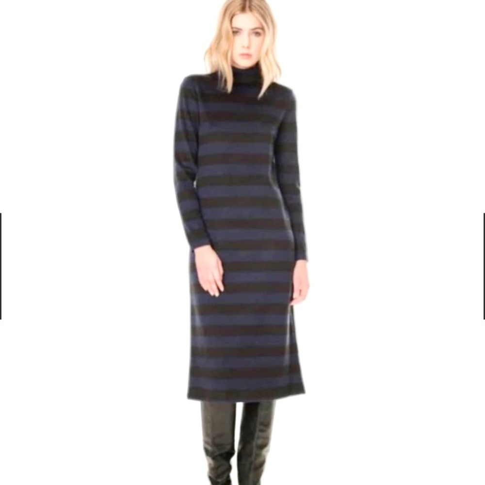 TIBI Cozy Stripe Midi Length Knit Dress